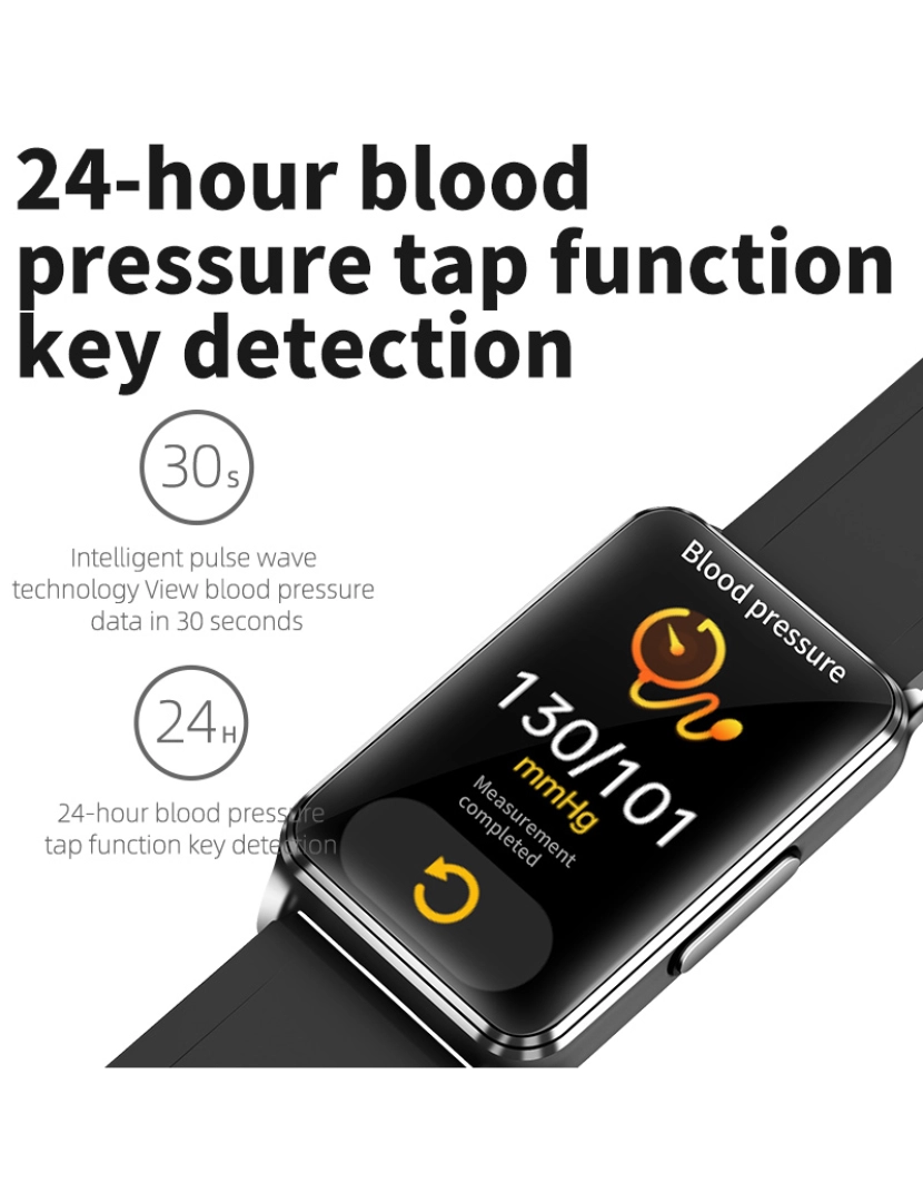 imagem de Smartwatch com ECG, pulso, oxigênio no sangue Black8