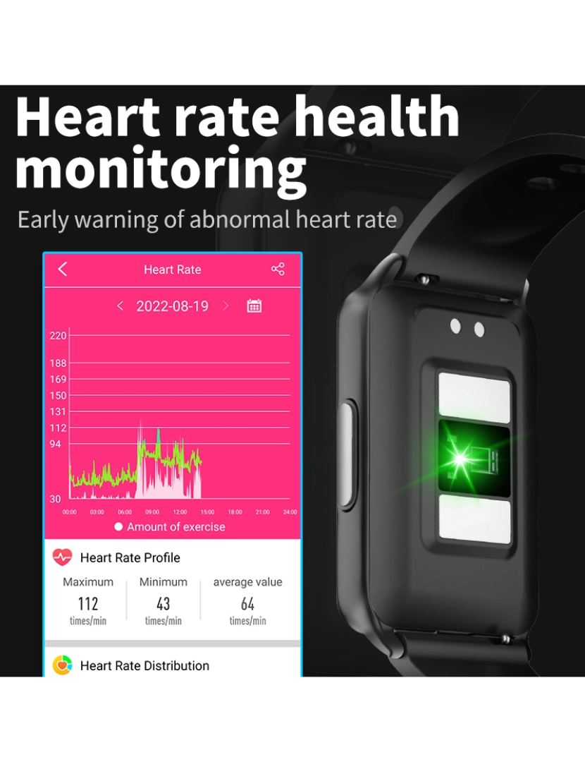 imagem de Smartwatch com ECG, pulso, oxigênio no sangue Black9