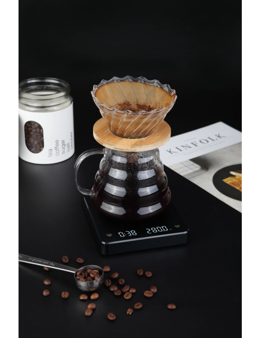 imagem de Balança de café recarregável com temporizador 3 kg / 0,1 g Black4