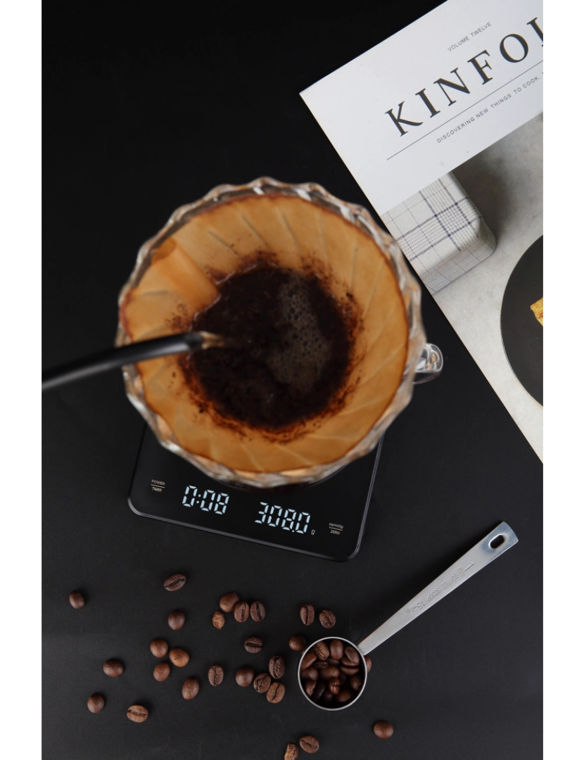 imagem de Balança de café recarregável com temporizador 3 kg / 0,1 g Black5