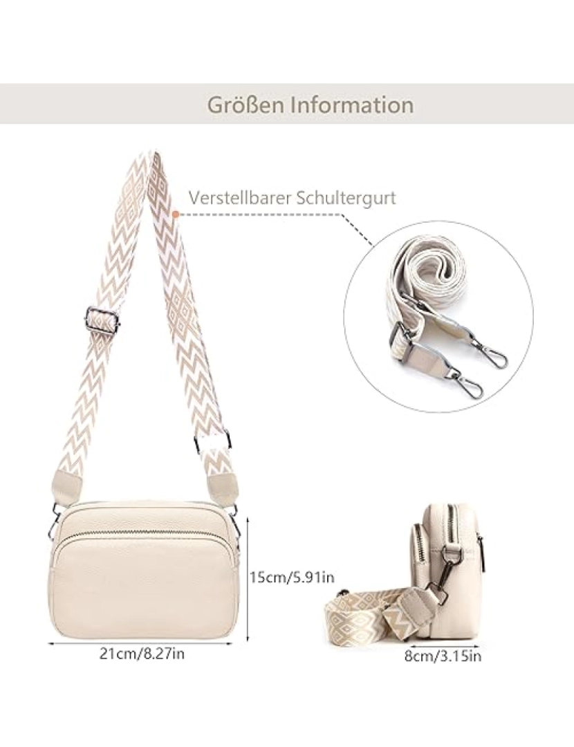 imagem de Crossbody Bolsa Alça de Ombro Bolsa Couro PU White3