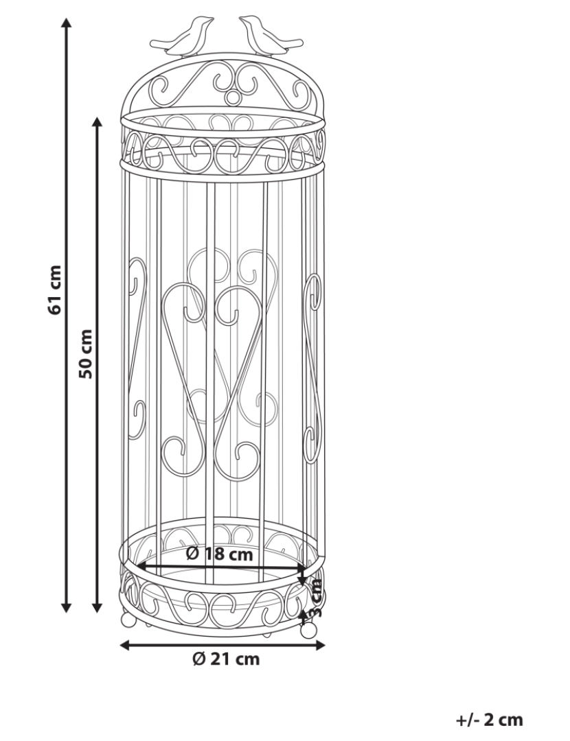 imagem de Suporte para guarda-chuvas em metal preto com design de gaiola de pássaros para entrada ou corredor2