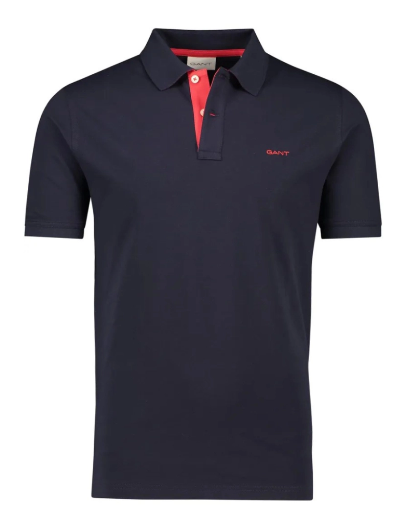 Gant - Gant Regular Fit Contrast Pique Rugger Polo Azul