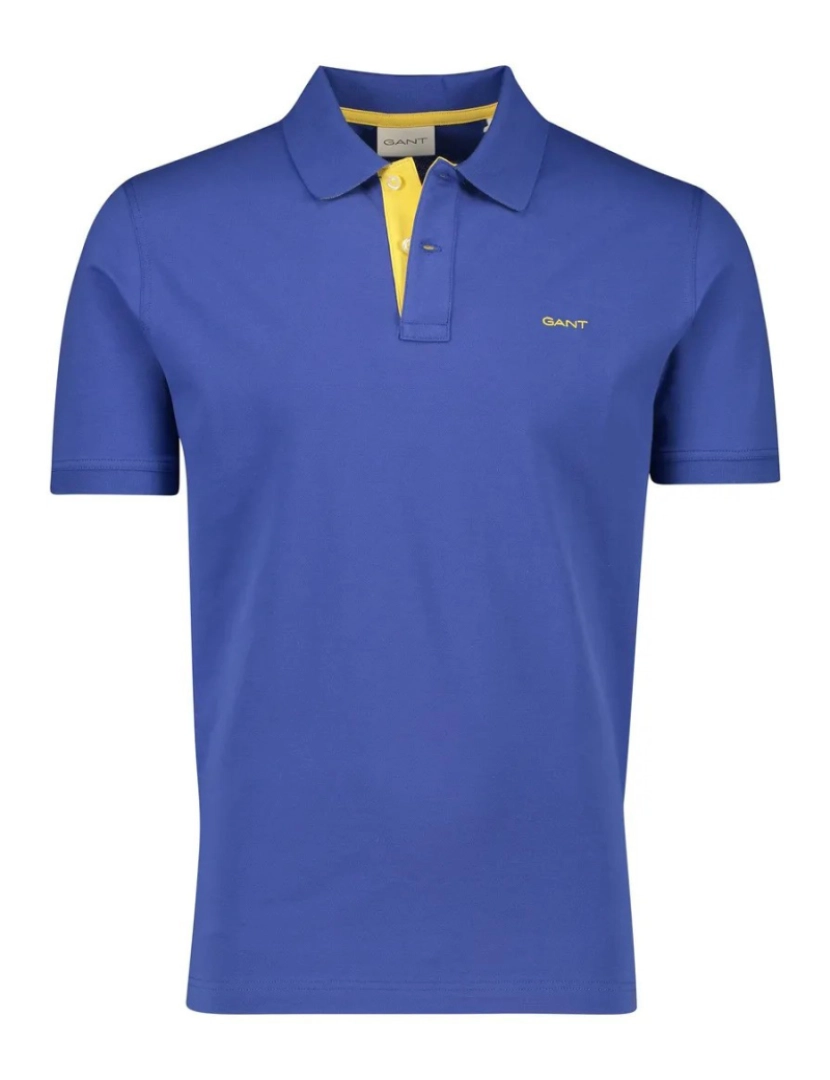 Gant - Gant Regular Fit Contrast Pique Rugger Polo Azul