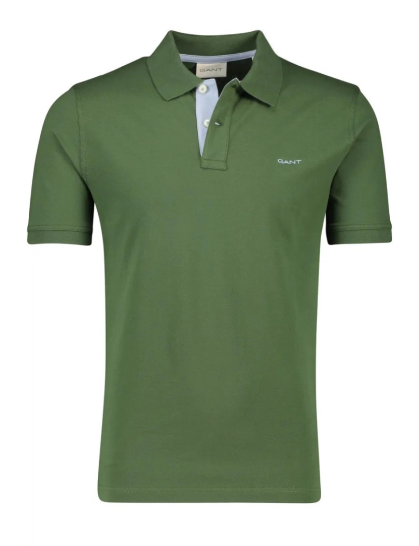 Gant - Gant Regular Fit Contrast Pique Rugger Polo Verde