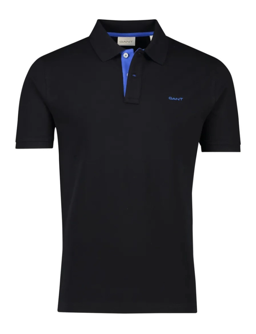 Gant - Gant Regular Fit Contrast Pique Rugger Polo Negro