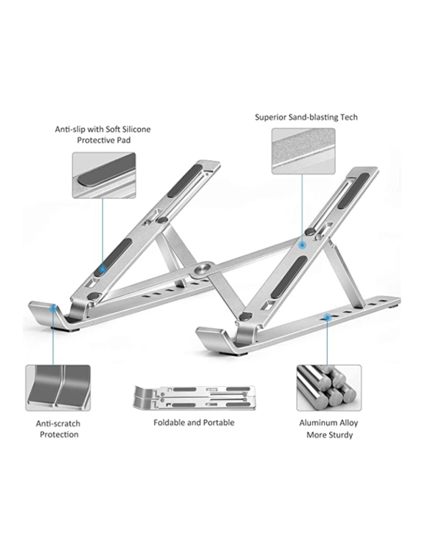 imagem de Suporte dobrável para laptop com ângulo ajustável Prateado6