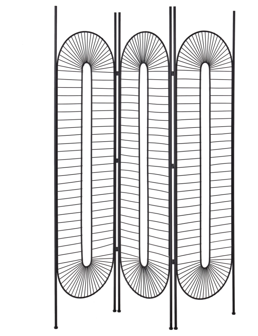 Beliani - Biombo com 3 painéis em metal e ferro preto 135 x 170 cm de estilo glamoroso