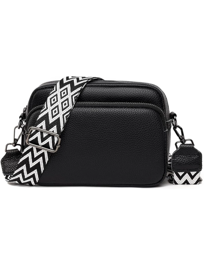 imagem de Crossbody Bolsa Alça de Ombro Bolsa Couro PU Black1