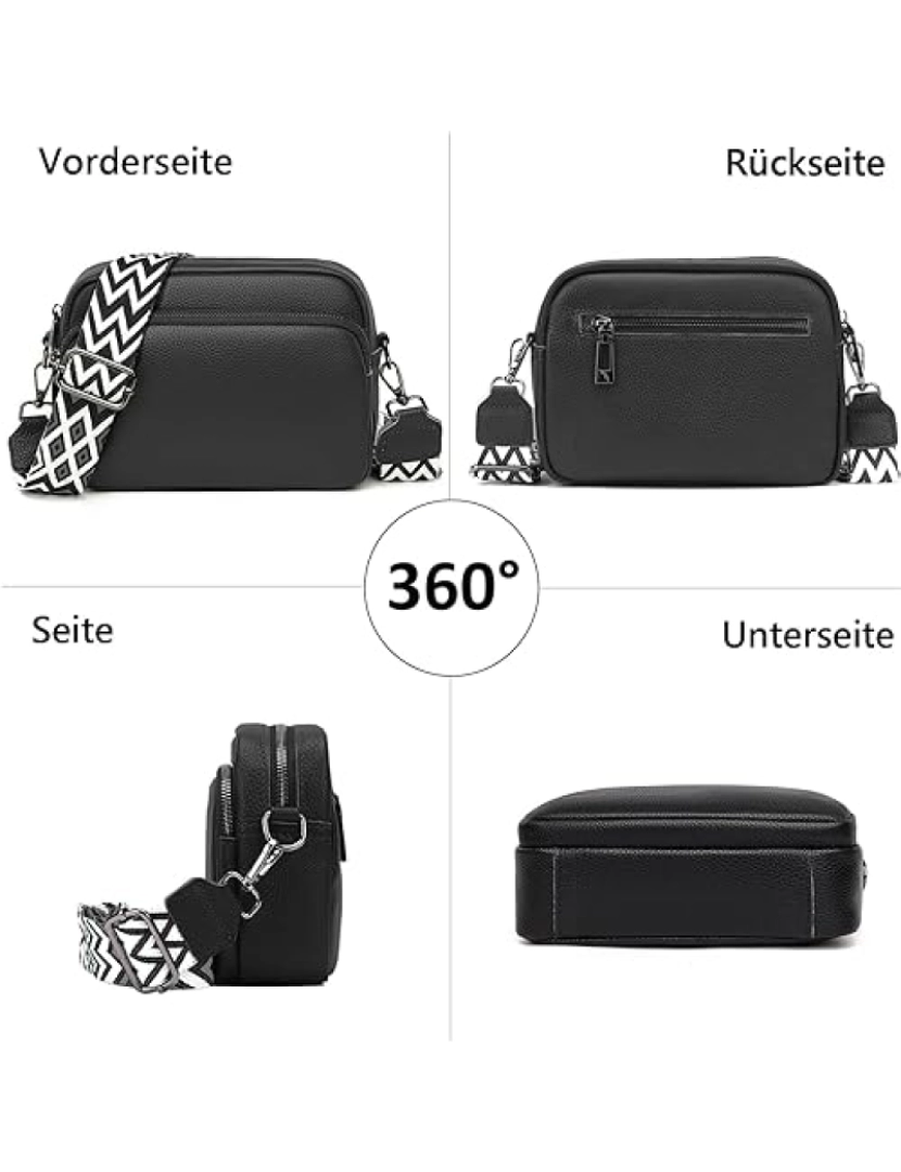 imagem de Crossbody Bolsa Alça de Ombro Bolsa Couro PU Black6