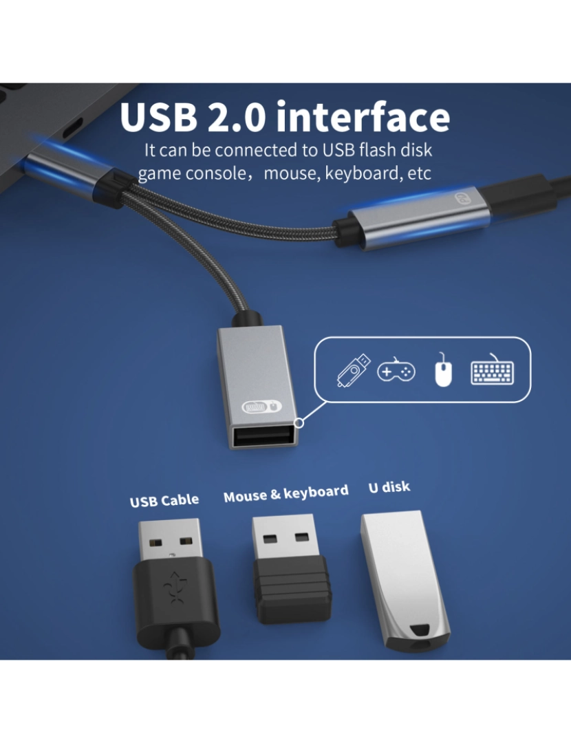 imagem de USB-C macho para USB fêmea + tomada de carregamento USB-C PD e adaptador OTG USB 2.04