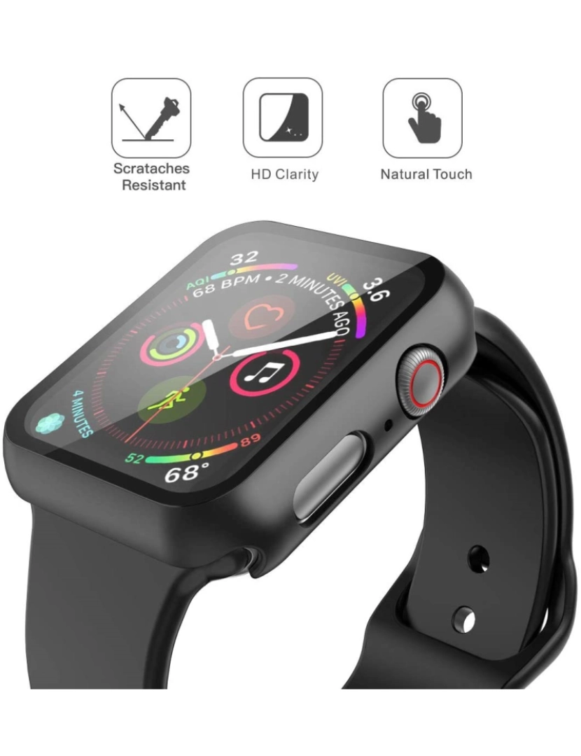 imagem de Protetor de tela Apple Watch 4/5/6 (44 mm) Apple Watch SE (44 mm) vidro temperado Preto4