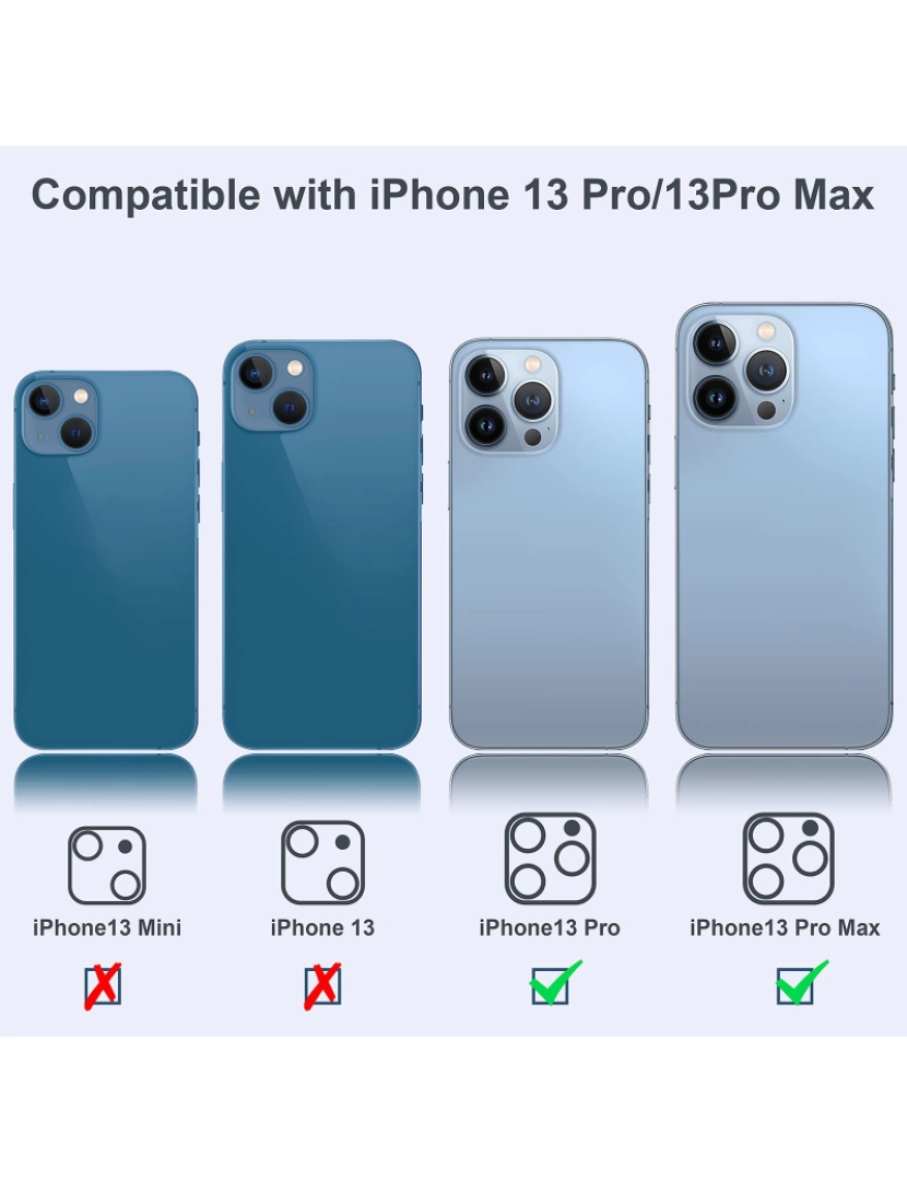 imagem de Pacote de 3 com proteção de lente para iPhone 13 Pro / 13 Pro Max Transparente7