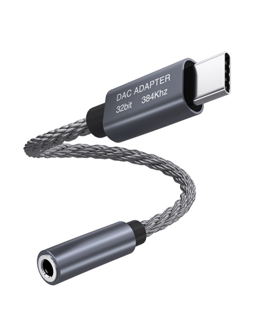 Inf - Cabo adaptador de áudio USB-C de 32 bits / 384 kHz para 3,5 mm Adaptador DAC Grey