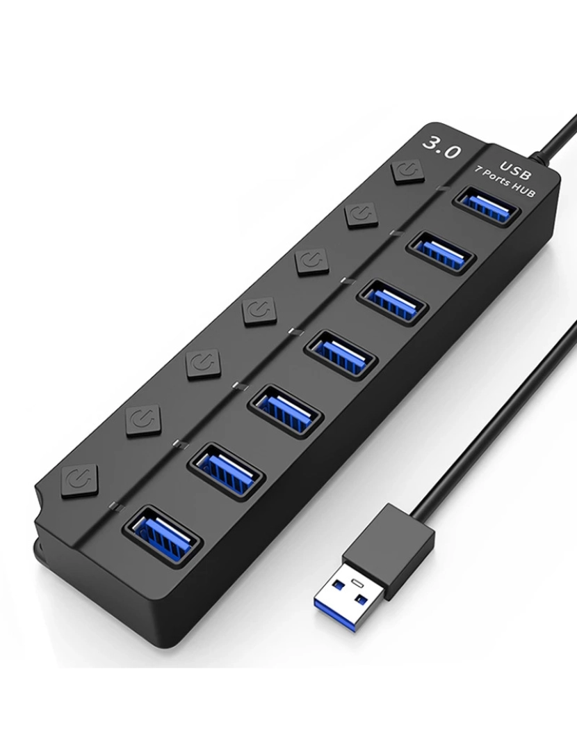 Inf - Hub USB 3.0 5 Gbps 7 portas com botões liga/desliga individuais