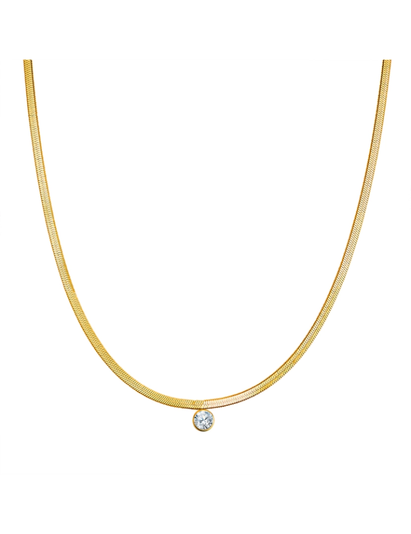 Eastside - Colar com pingente aço inoxidável Dourado zircônia branco