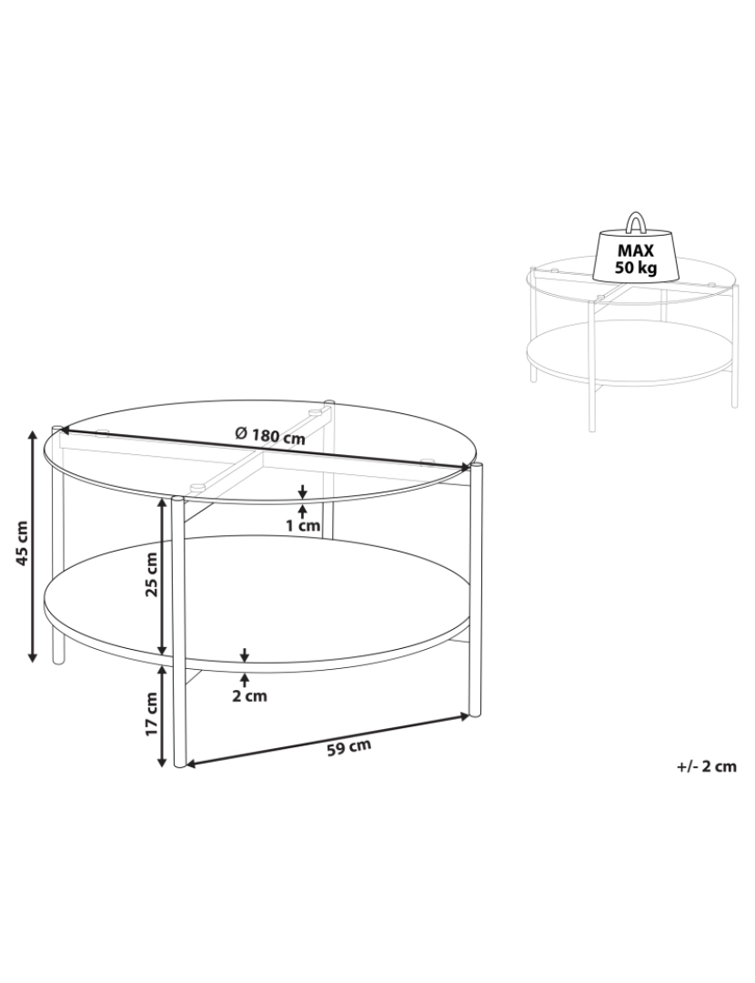 imagem de Mesa de centro redonda castanha clara e dourada com tampo de vidro e estrutura de metal de design moderno2