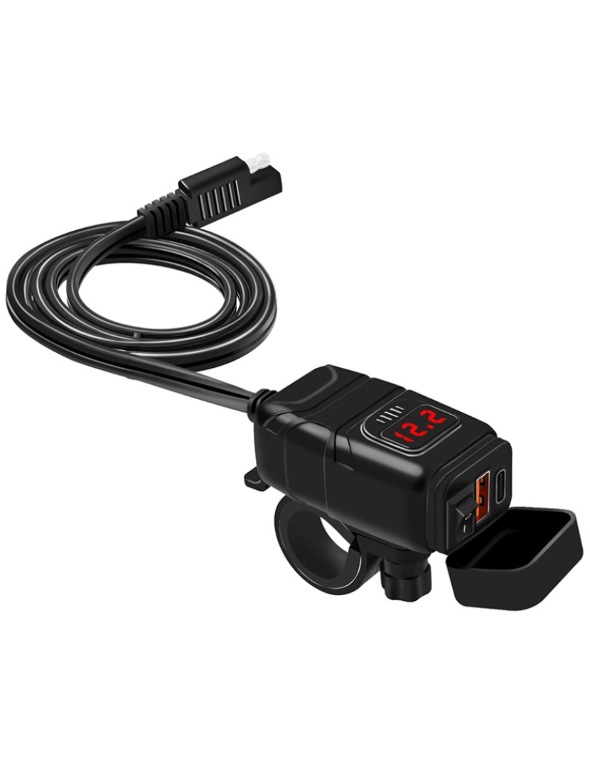 Inf - Carregador rápido USB-C / USB para carro e motocicleta Black