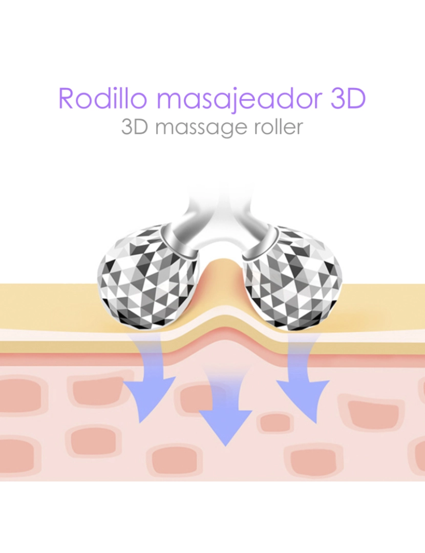 imagem de DAM Rolo de massagem  3D. Alongamento de lifting facial. Efeito adelgaçante e reafirmante para todo o corpo. 9,5x5x16,5 cm. Prata2