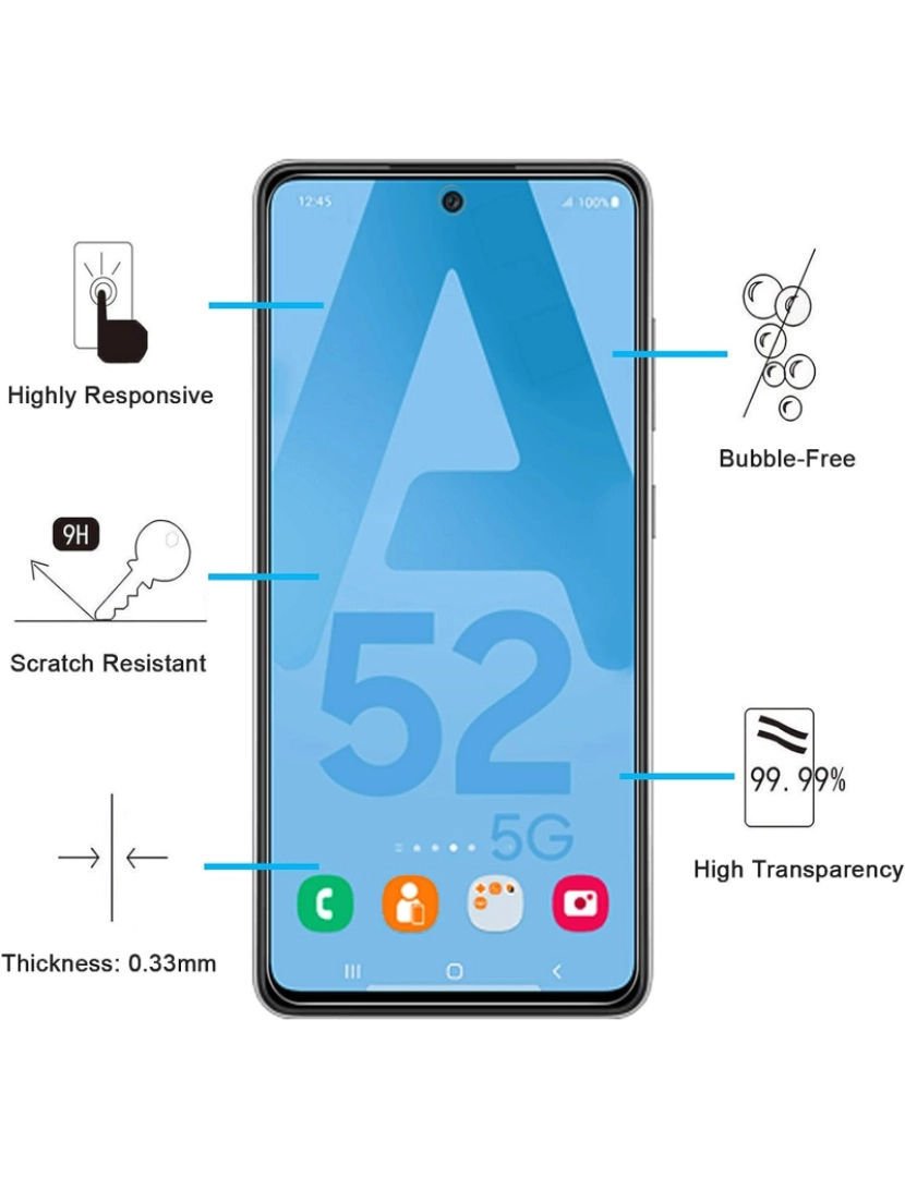 imagem de Protetor de tela Samsung Galaxy A52/A52 5G/A52S 5G vidro temperado pacote com 23