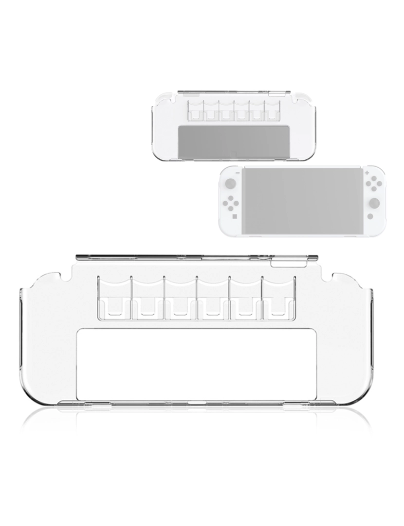 imagem de DAM Case  com 6 slots para cartões de jogo, compatível com Switch Oled. 24,5x10,3x2 cm. Cor transparente1