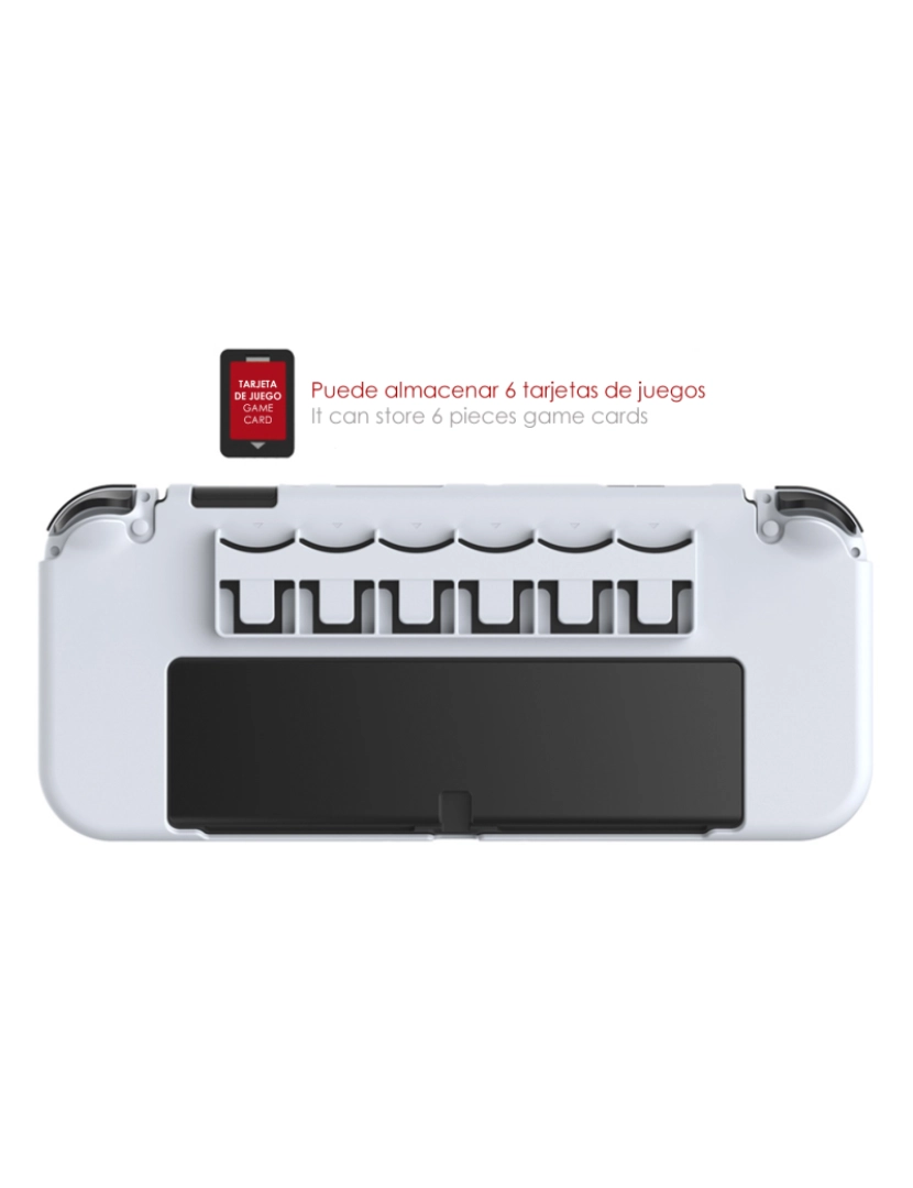 imagem de DAM Case  com 6 slots para cartões de jogo, compatível com Switch Oled. 24,5x10,3x2 cm. Cor transparente3