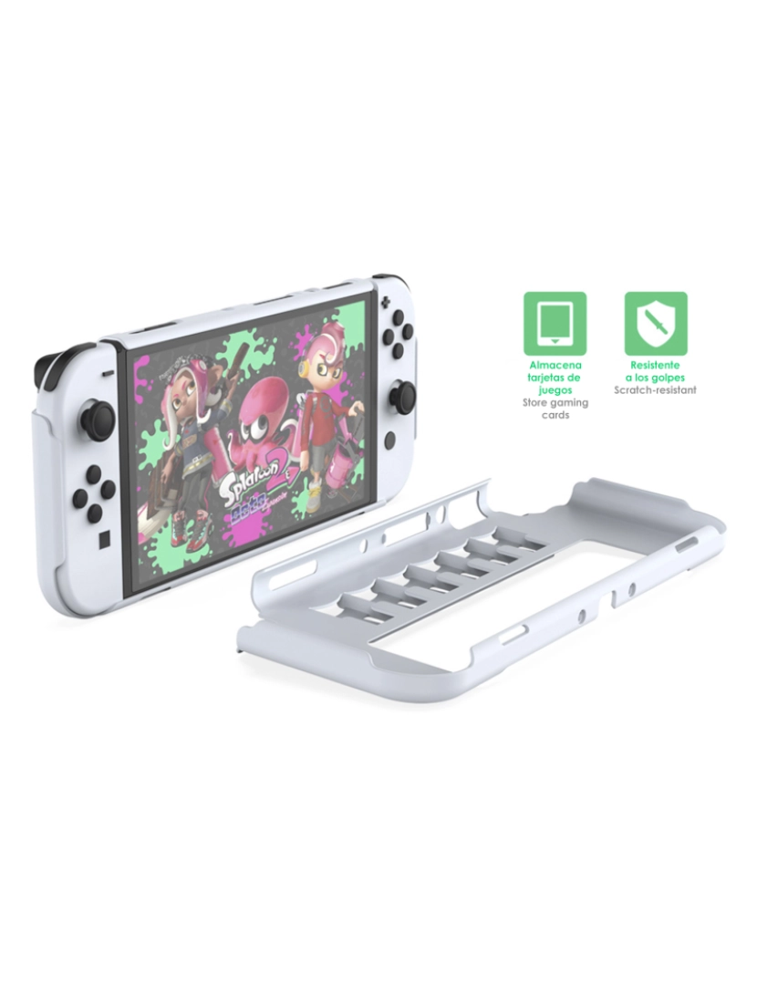 imagem de DAM Case  com 6 slots para cartões de jogo, compatível com Switch Oled. 24,5x10,3x2 cm. Cor transparente5