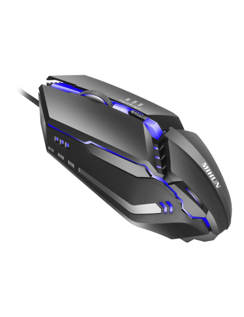 imagem de DAM Mouse para jogos  G314 com luzes LED RGB. 800, 1200 e 1600 dpi. 12,4x3,9x6,3 cm. Cor preta5