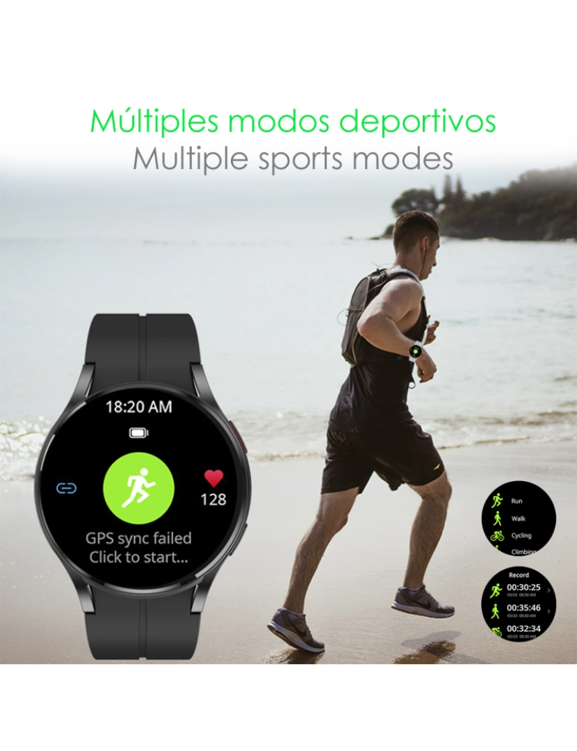 imagem de DAM  Smartwatch R6 Pro Max, tela AMOLED, +100 modalidades esportivas. Chamadas BT, notificações push. Monitor de glicemia. 4,15x1,1x4,9 cm. Prata3