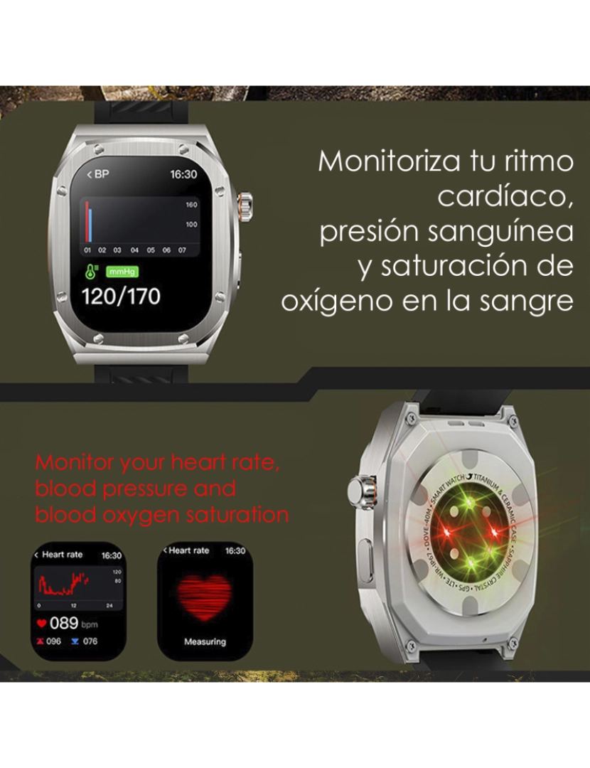 imagem de DAM Pulseira dupla  Smartwatch Z79 Max. Monitore a saúde, tensão, etc. Modos esportivos, tela dividida, chamadas BT. 4,4x1,2x5,5cm. Prata2