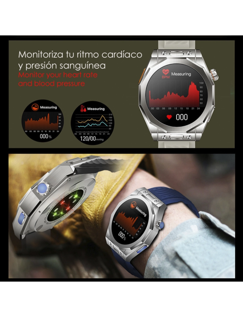 imagem de DAM Pulseira tripla  Smartwatch Z83 Max. Tela AMOLED, tela dividida, chamadas BT. Temperatura, tensão, etc. Modos esportivos. 4,4x1,27x5,5 cm. Prata2