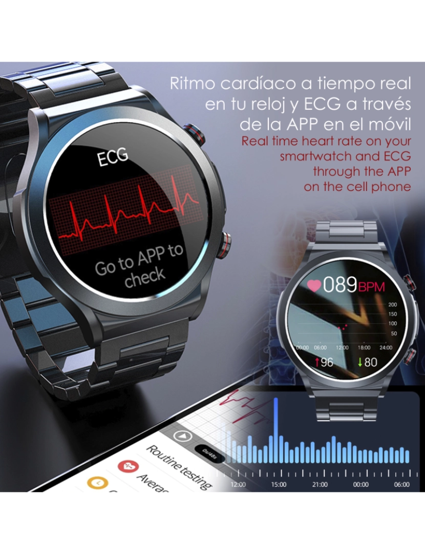 imagem de DAM Relógio inteligente  TK21P. Terapia de moxabustão magnética. Ácido úrico e lipídios, ECG, glicemia, temperatura, O2 e tensão. 4,6x1,2x5,2cm. cor vermelha2