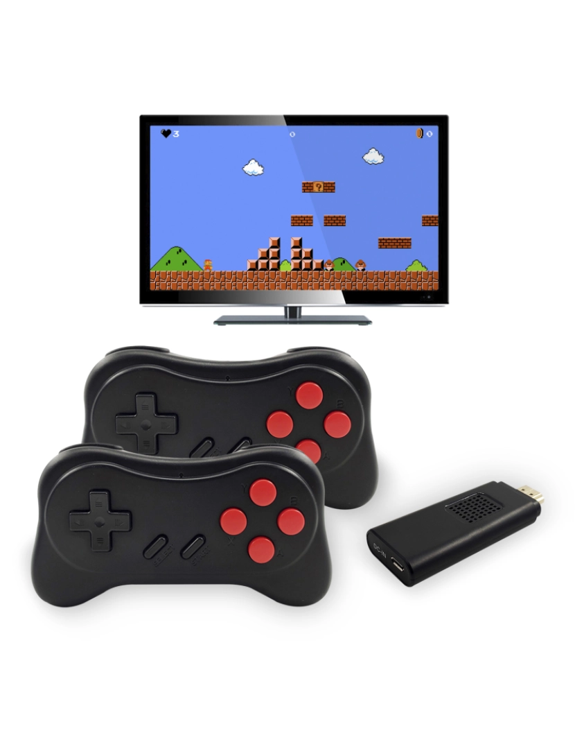 DAM - DAM Consola de videojogos  U-06, ligação HDMI ao ecrã da sua TV. FullHD. Inclui 660 jogos clássicos de arcade retrô. 12x3x6,5cm. Cor preta