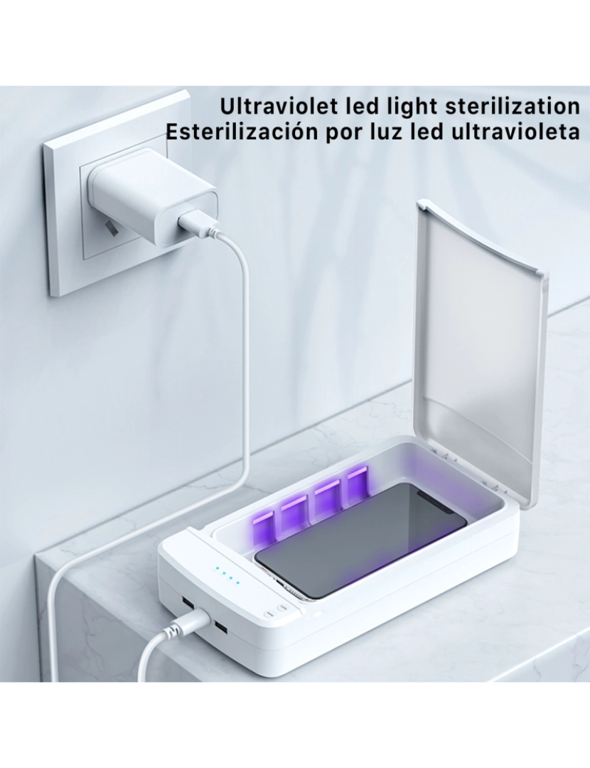 imagem de DAM Caixa esterilizadora  com luz ultravioleta e função de aromaterapia. 12x23x4 cm. Cor branca3