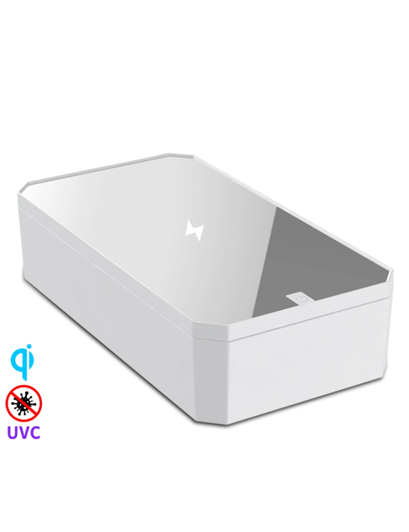 DAM - DAM Esterilizador  UV LED com carregador sem fio e espelho de maquiagem 10x18x4 Cm. Cor branca