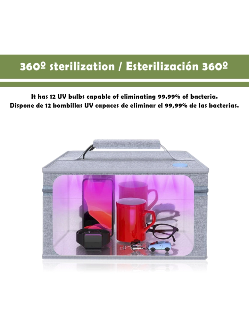 imagem de DAM Esterilizador portátil de raios LED ultravioleta  26x19x14 Cm. Vermelho4