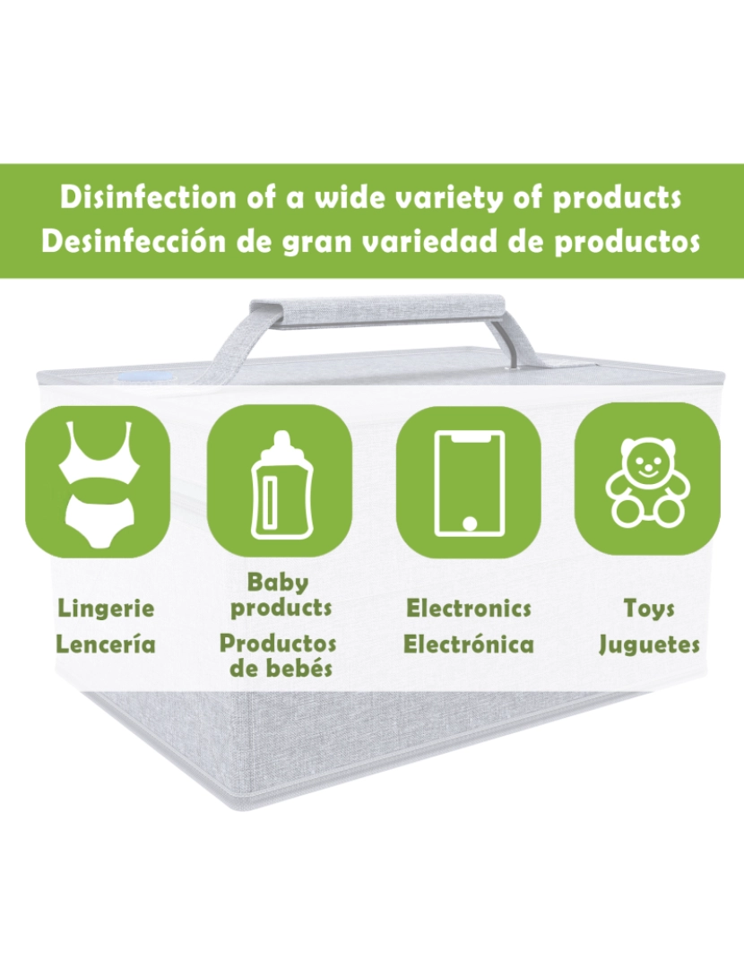 imagem de DAM Esterilizador portátil de raios LED ultravioleta  26x19x14 Cm. Cinza3