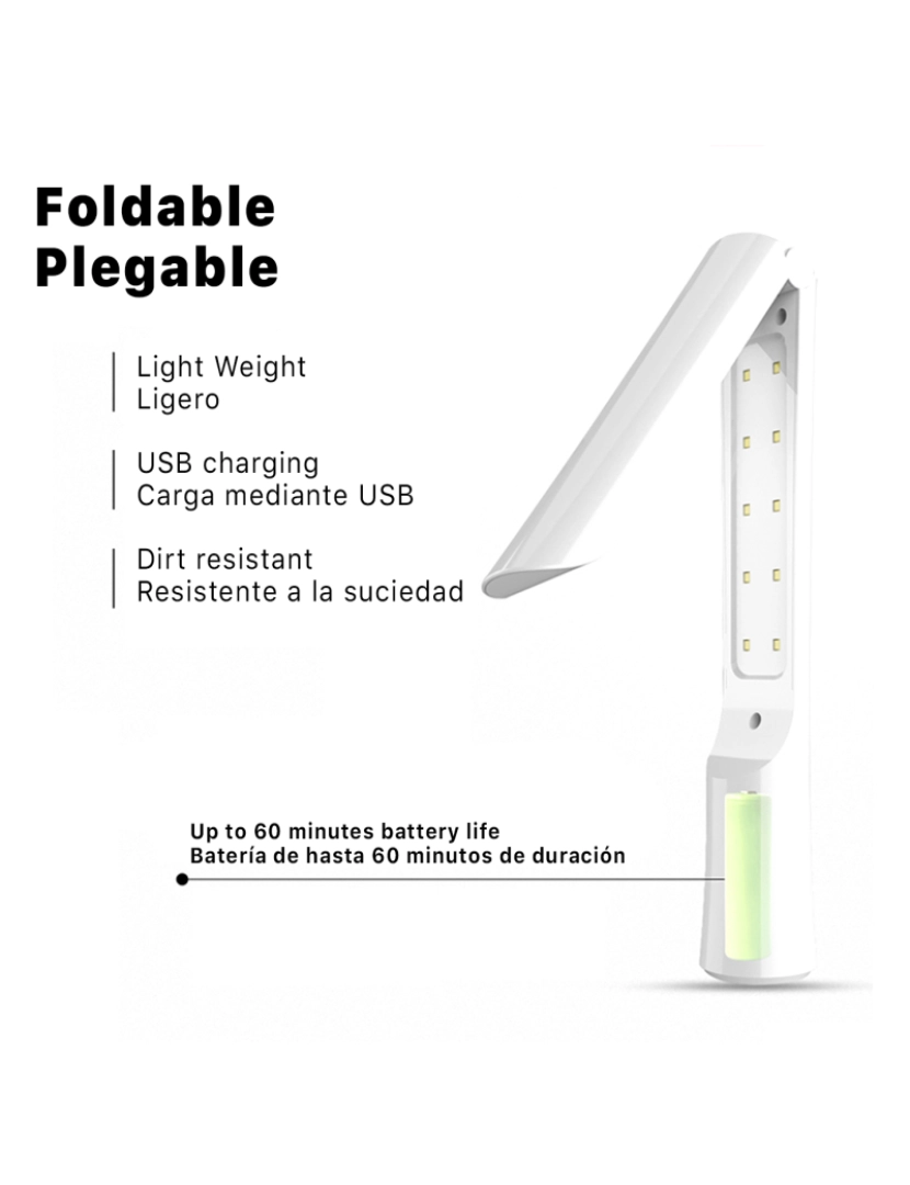 imagem de DAM  Lâmpada UVC dobrável portátil 4x4x25 Cm. Cor branca5