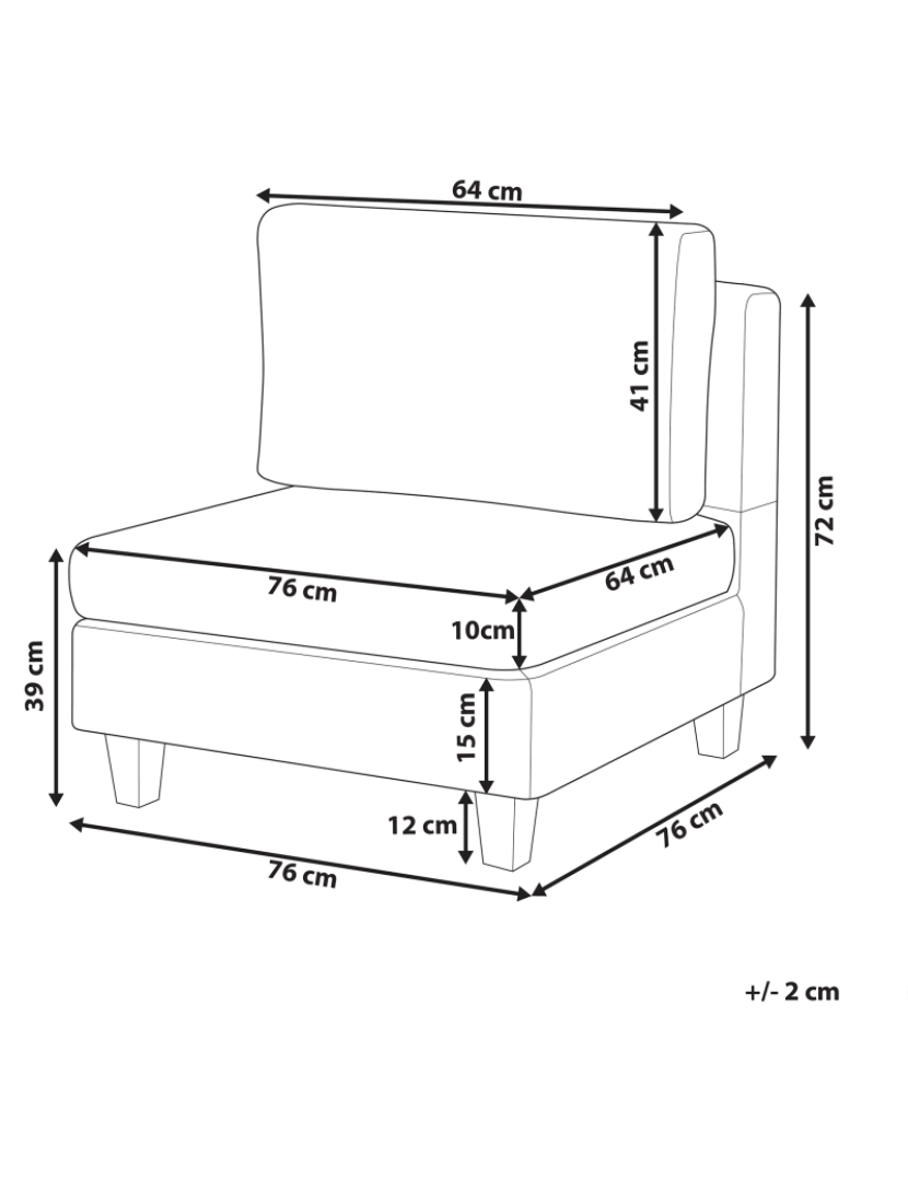 imagem de Módulo de sofá de 1 lugar estofado em tecido preto com almofada estilo minimalista2