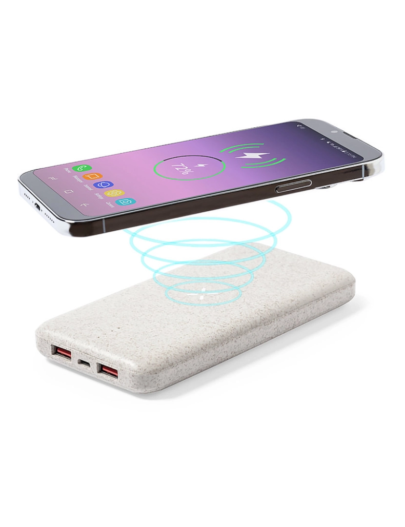 imagem de DAM  Power Bank natureza cana de trigo sem fio 10W. 8000mAh. 7,4x14,5x1,8 cm. Cor: Bege Claro4