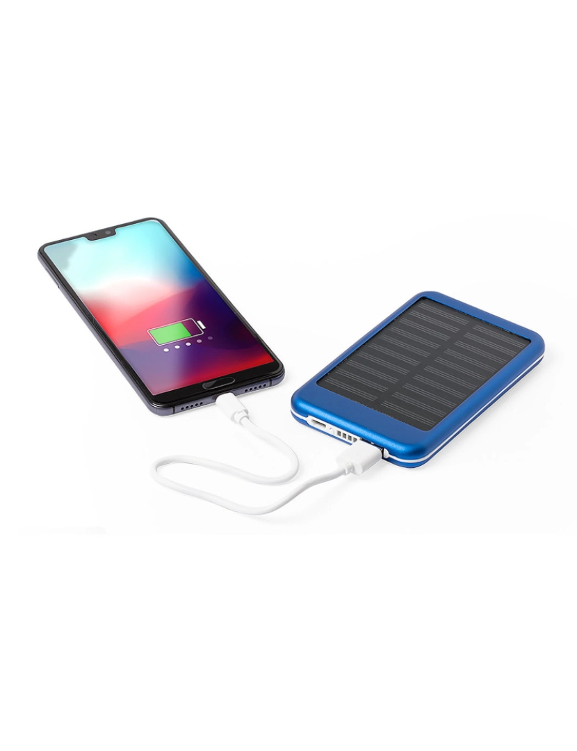 imagem de DAM Banco de potência  4000 mAh. Carregamento solar. Saída USB. Entrada micro USB 7,9x12,5x1,4 cm. Cor azul3