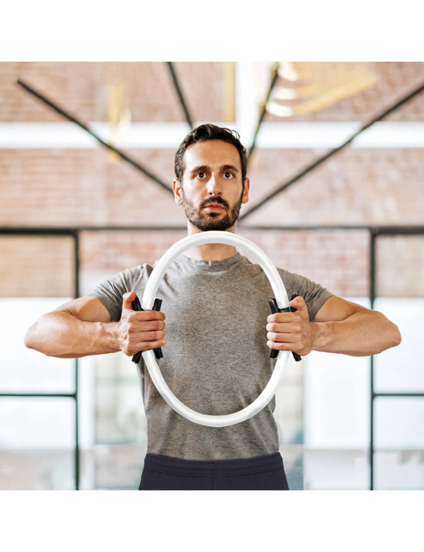 imagem de DAM  Turkol Hoop para exercícios com revestimento EVA de 40 cm. Alças ergonômicas. Inclui estojo. 41x5,5x37 cm. Cor branca2