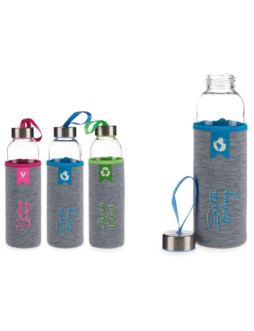 DAM - DAM  CONJUNTO 3 FRASCOS DE VIDRO NEOPRENE COM ETIQUETAS MENSAGEM 500 ML 6,5x22x6,5 Cm. Cor: Multicolorido