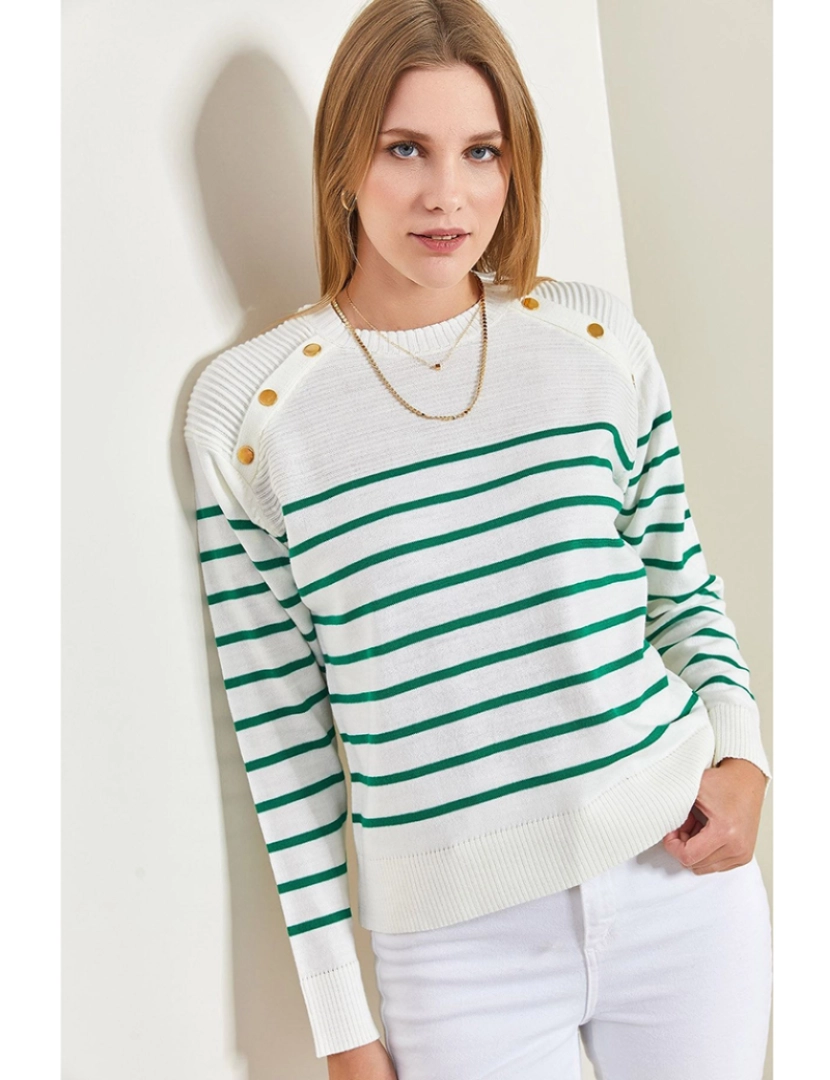 Defile - Sweatshirt de Senhora Branco e Verde