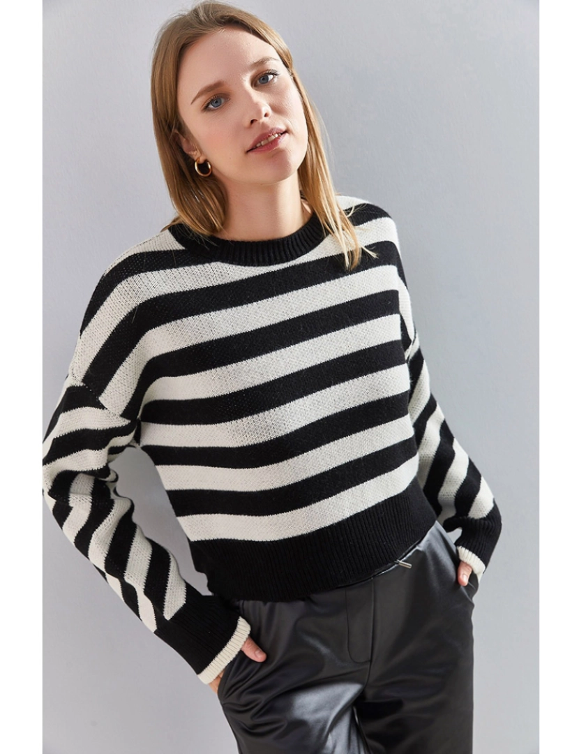 Defile - Sweatshirt de Senhora Preto e Branco