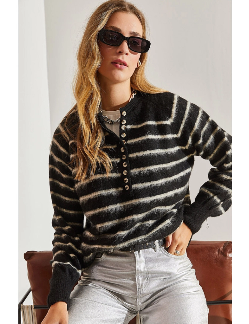 Defile - Sweatshirt de Senhora Preto e Branco