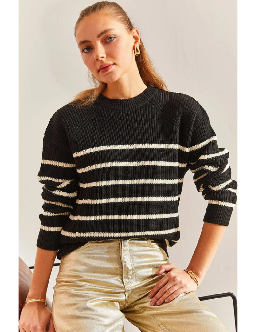 Defile - Sweatshirt de Senhora Preto e Creme