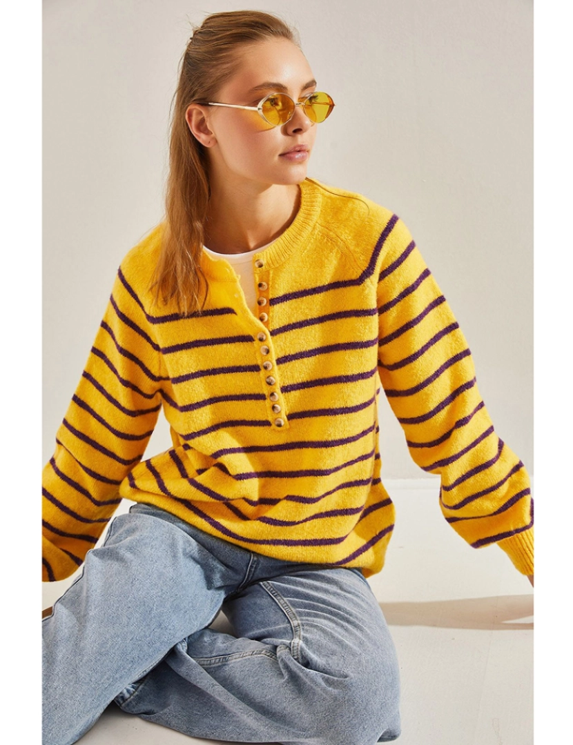 Defile - Sweatshirt de Senhora Amarelo e Roxo