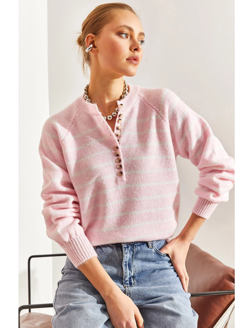 Defile - Sweatshirt de Senhora Rosa e Branco