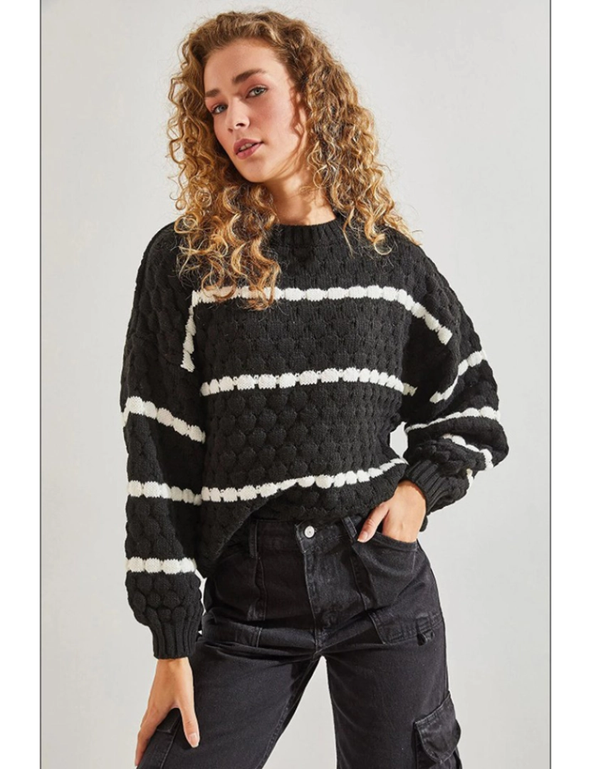 Defile - Sweatshirt de Senhora Preto e Branco